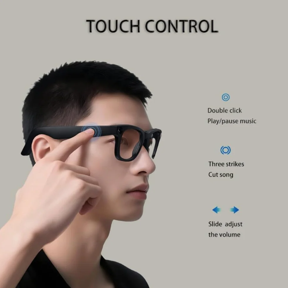 Watchily Lunettes connectées, Caméra Intégrée, ChatGPT – SmartView Pro - Verres Noirs et Transparents