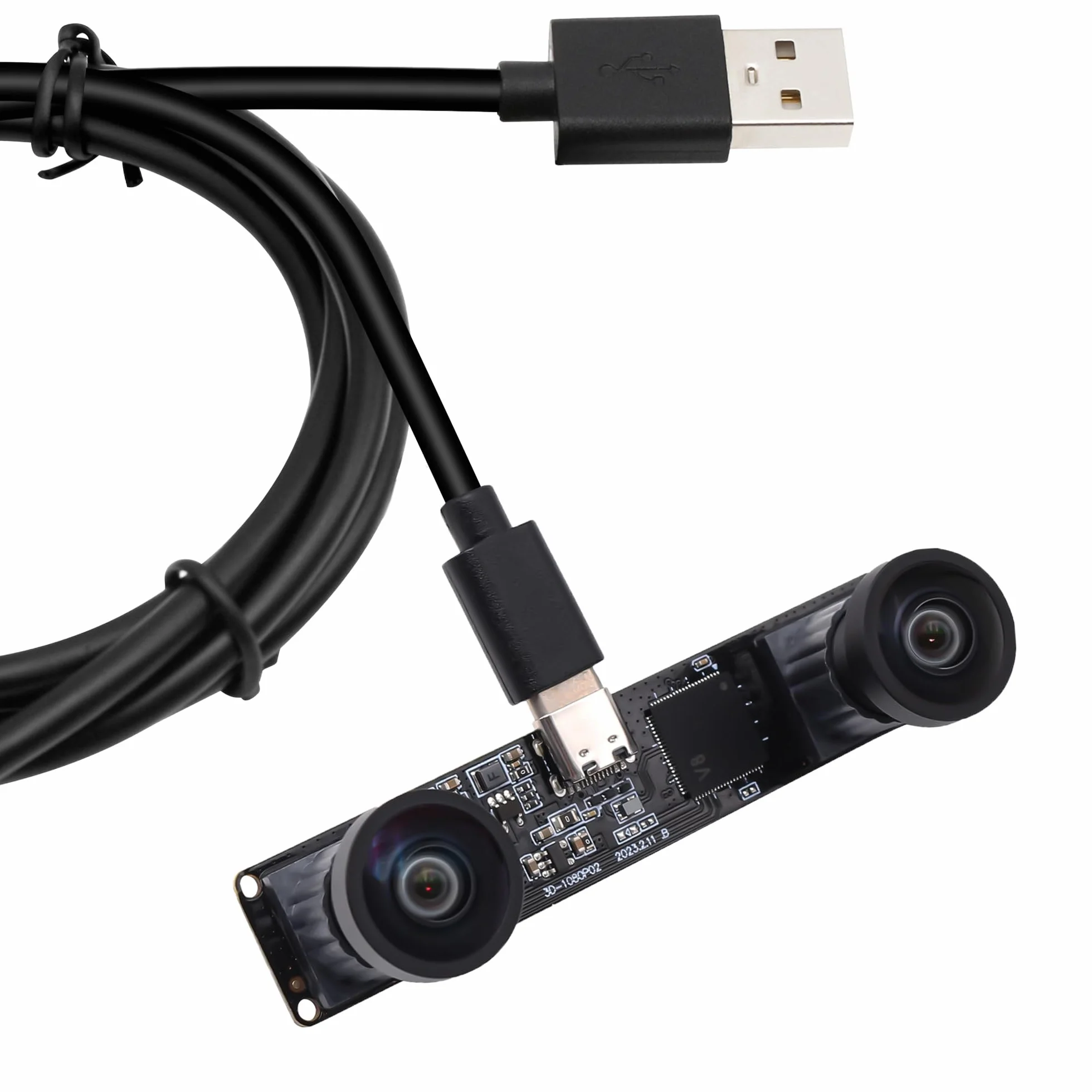Svpro Module caméra USB Dual Lens 1080P 60fps UVC industriel carte de synchronisation d'enregistrement couleur avec double objectif M12, caméra grand angle sans distorsion pour 3D, VR,