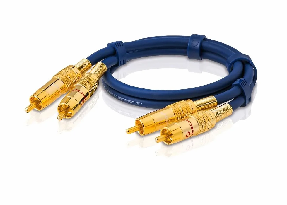Oehlbach NF 1 Master 200 - Excellent câble Cinch Audio stéréo analogique - 2X Cinch/2x Cinch, fiches entièrement métalliques, Blindage - 2 m - Bleu