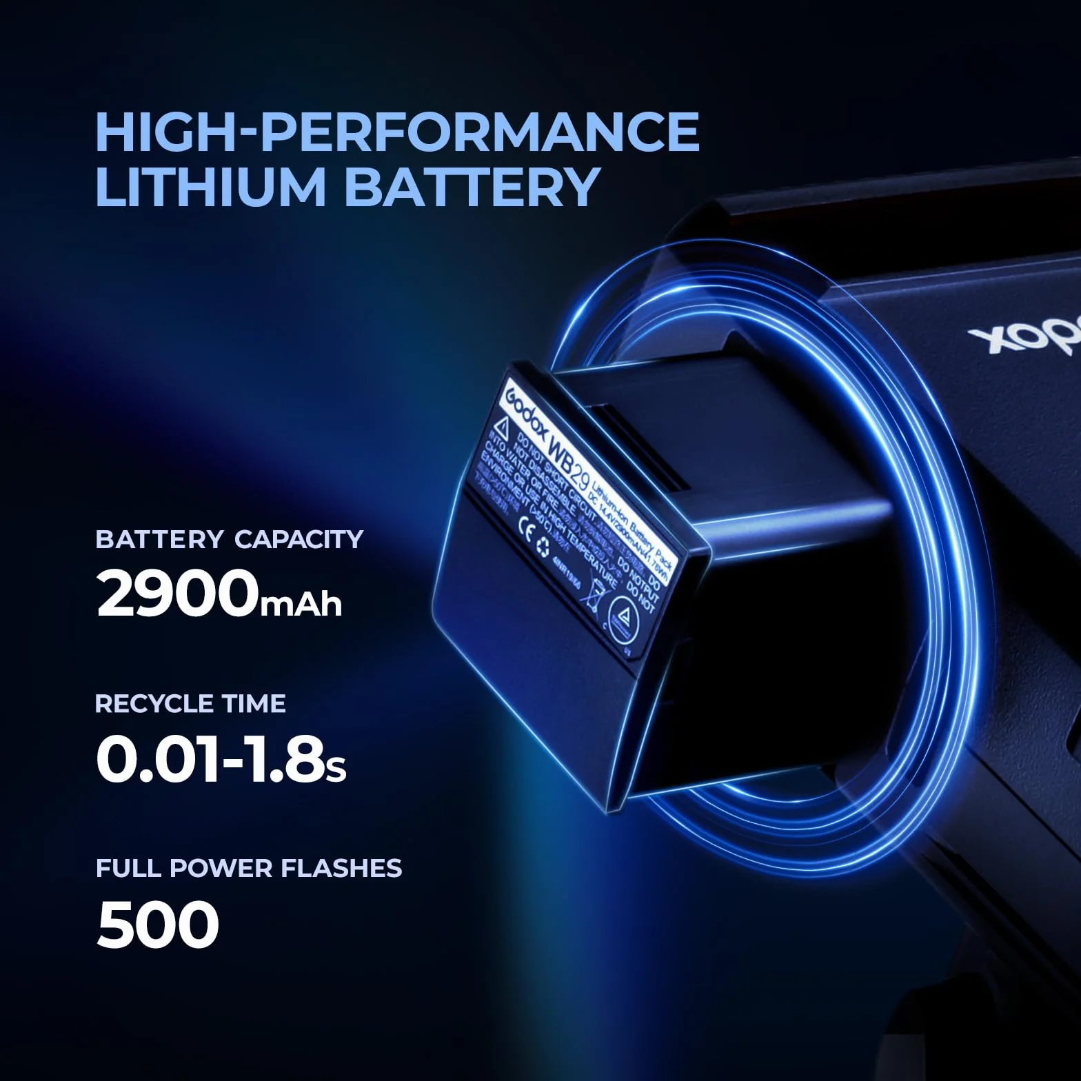 Godox AD200Pro 200Ws TTL 2.4G 1/8000 HSS Lampe de Poche extérieure avec Batterie 2900mAh 0.01-1.8s Recyclage