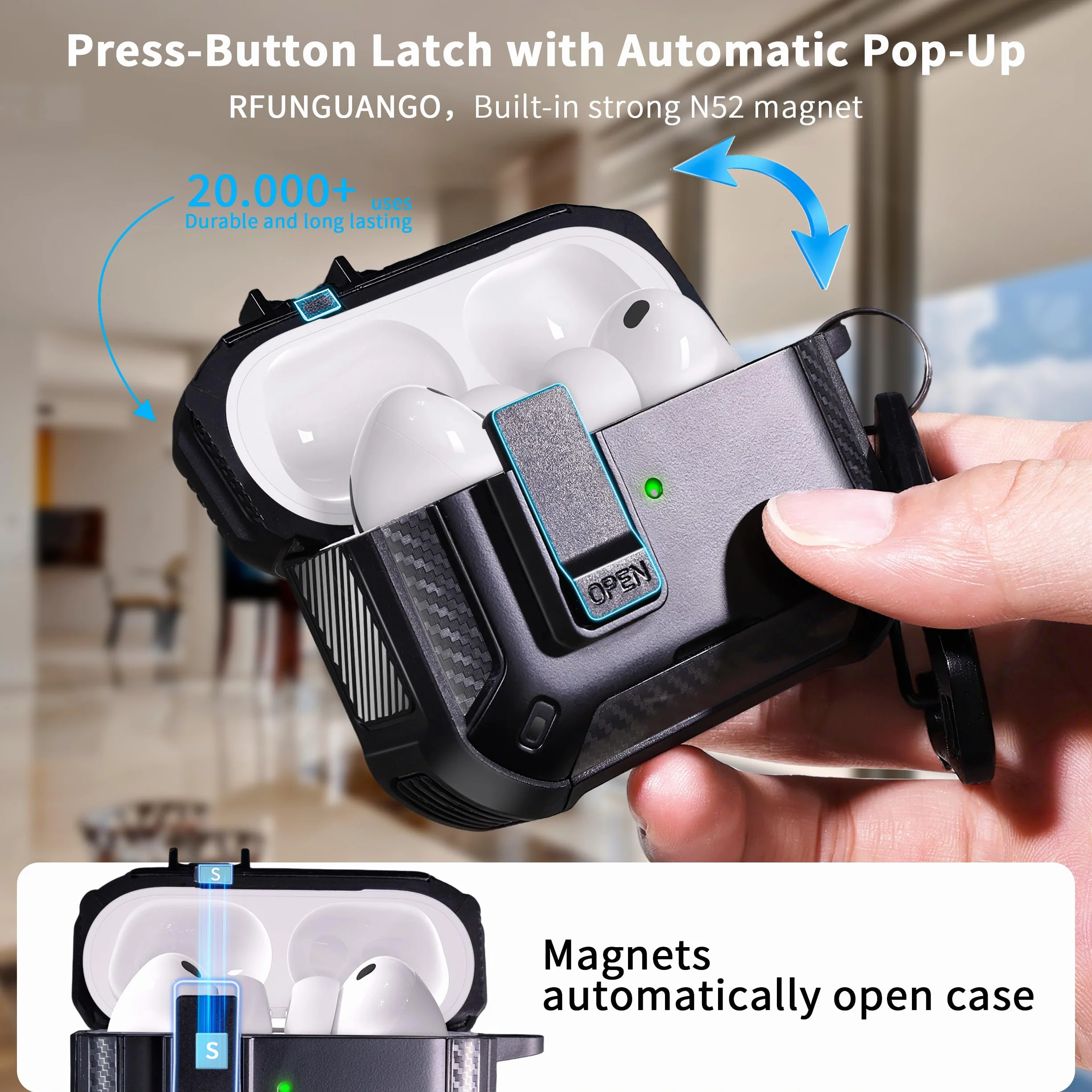 Étui de Protection Compatible AirPods Pro 3e Génération avec Support Téléphone Noir