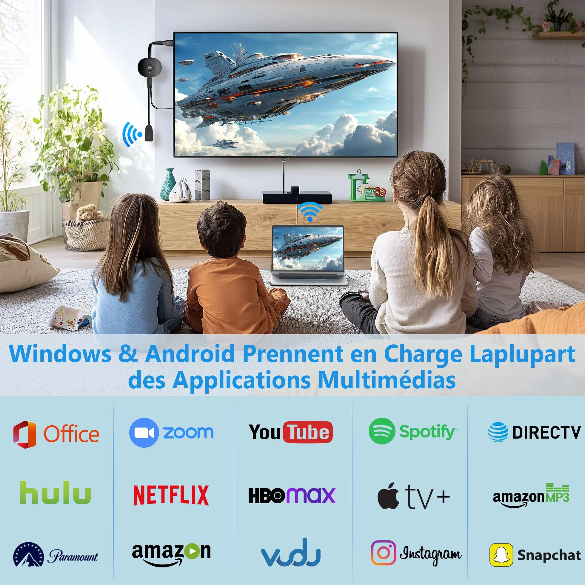 SOCLLLife Adaptateur HDMI sans Fil 4K Miracast HiFi Dongle pour PC/Moniteur/Projecteur HDTV