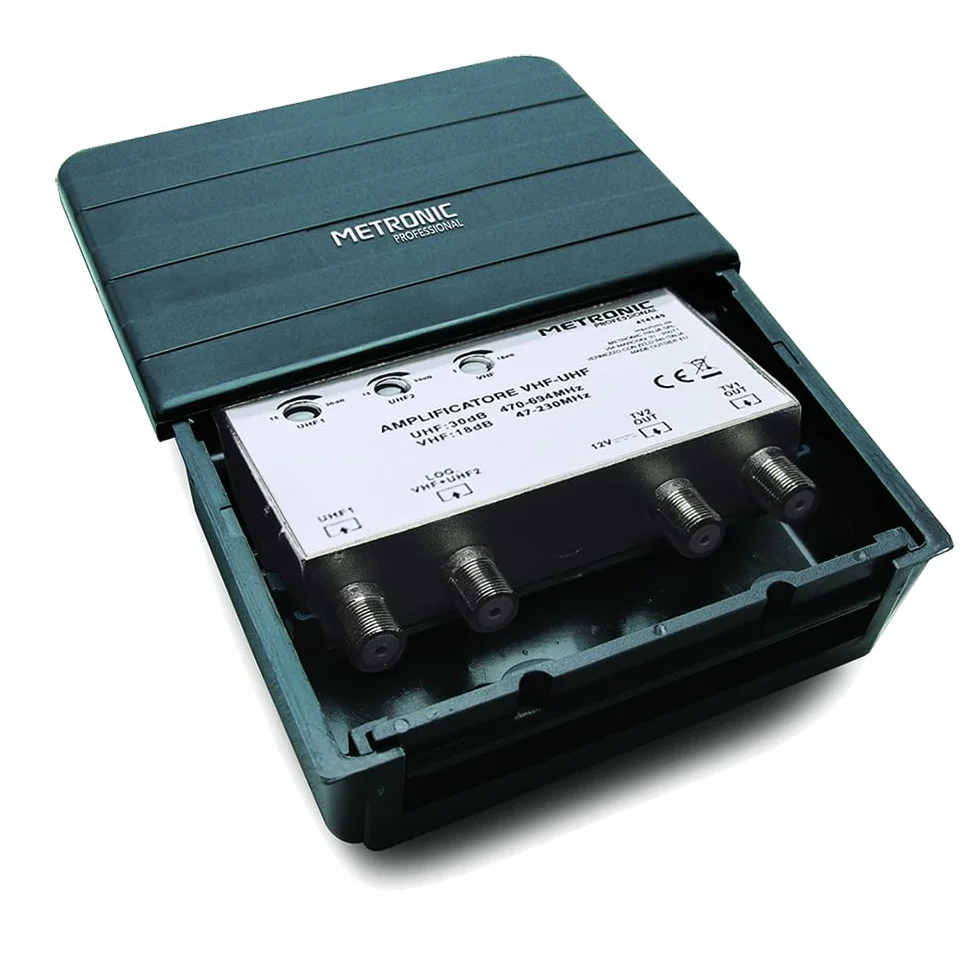 Metronic 414140 Amplificateur/Coupleur TV 2 entrées, Noir