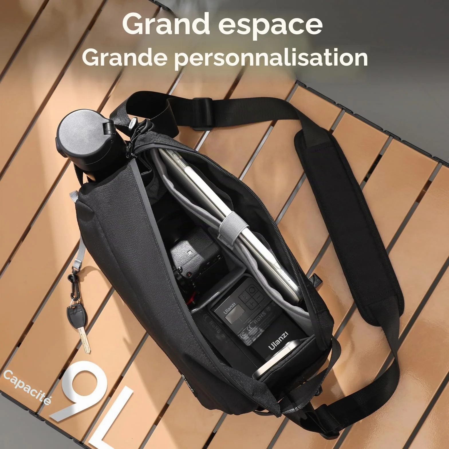 ULANZI Sac Appareil Photo 9L, Sac Photo Bandoulière DSLR/SLR, Léger, Imperméable, Anti-vol