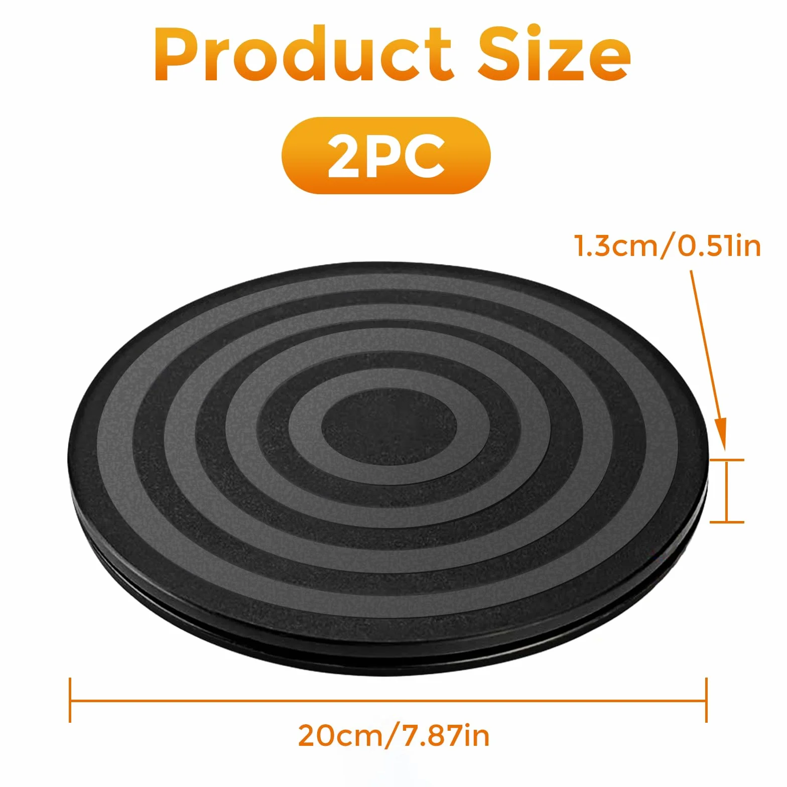 2 Pcs Tourne-Disque Rotatif à 360°Plateau Pivotant,TV Support Pivotant Plateau Universel Rond Plateau Tournant Manuel avec Roulement à Bille pour Ordinateurs Portables, moniteurs, Noir, 20cm