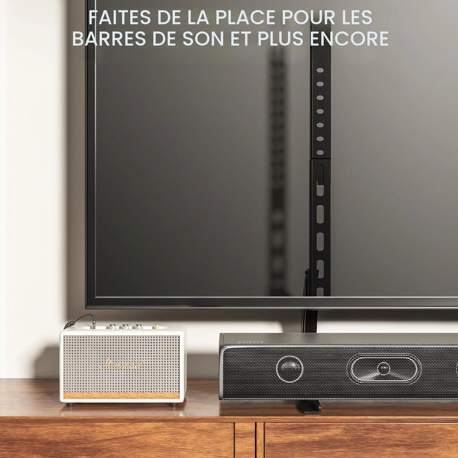 RFIVER Support TV Pieds Place sur Meuble Télé Elévateur Hauteur Adjustable pour LCD LED OLED ALED Ecran 20 à 65 Pouces VESA jusqu'à 800 x 500 mm