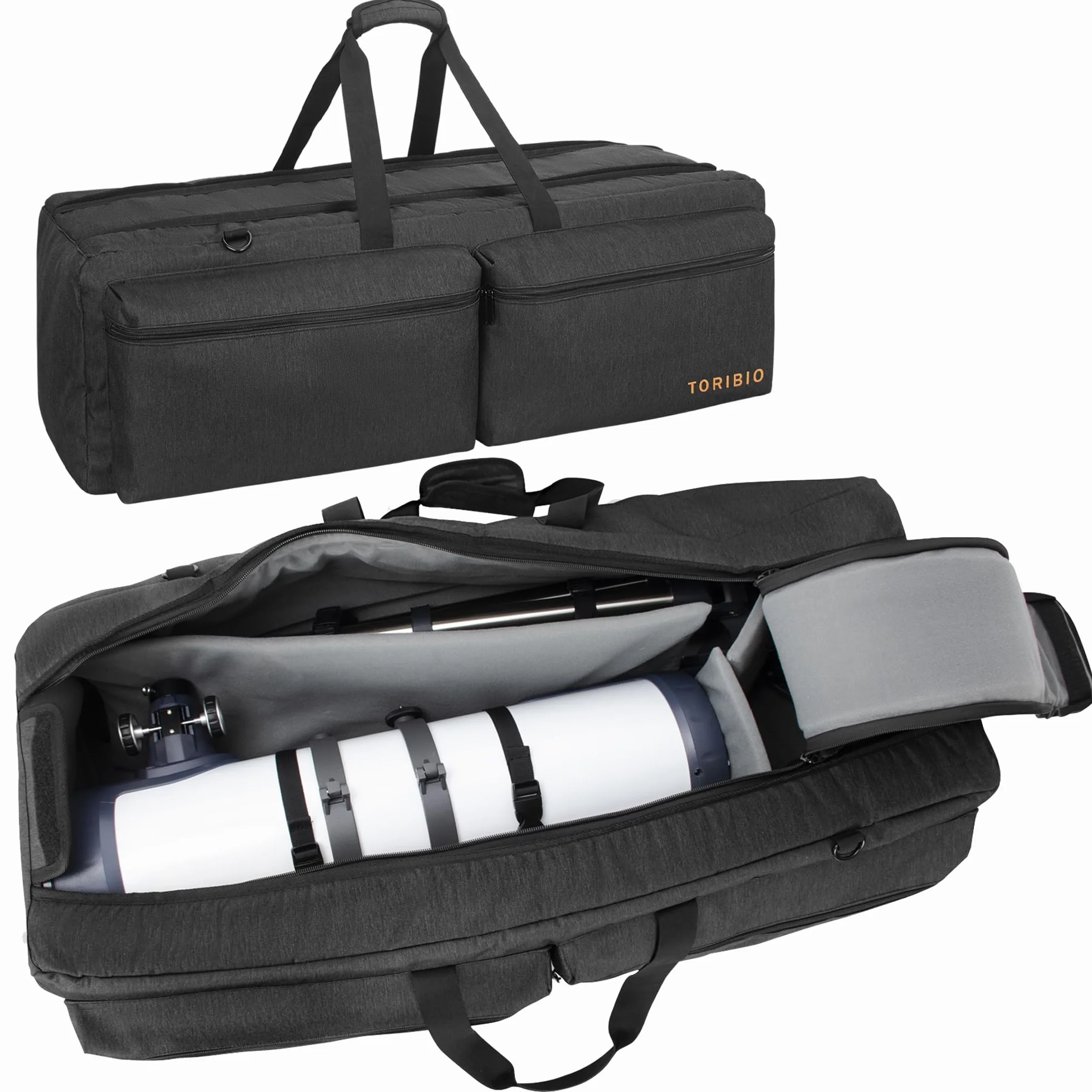 OUUTMEE 76CM Étui Rembourré pour Télescope, Sac de Transport pour Télescope avec Séparateurs Réglables et Poches pour télescopes, Montures, Trépieds et Accessoires (Noir)