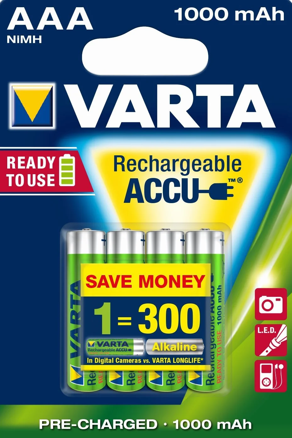 Varta - Pile Rechargeable - AAA x 4 - Power (LR03)