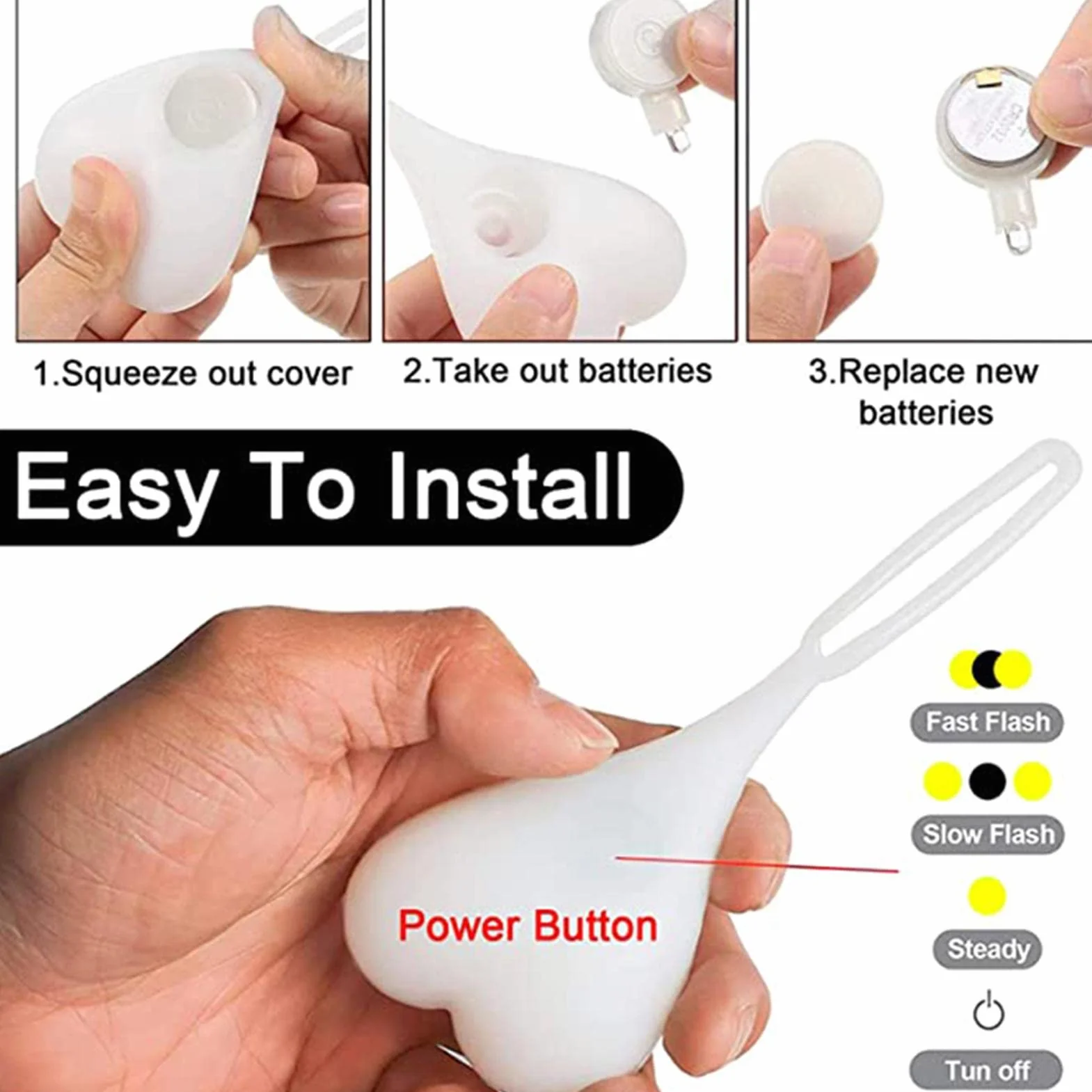 Hankaw Heart-Shaped Lumière Silicone Boules Feu Arrière LED Vélo Étanche