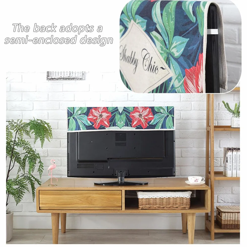 Hiseng Couverture TV Anti-poussière, Housse de Protection de L'écran de Télévision, Chambre À Coucher Intérieure Décoration du Salon Couverture de Poussière (24",Nuage)