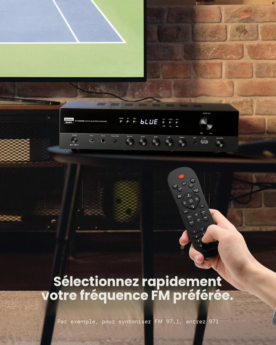 Donner Amplificateur Audio 5.1 Canaux Bluetooth 5.3 Optique Coaxiale USB FM RCA Karaoké Home Cinéma MAMP4