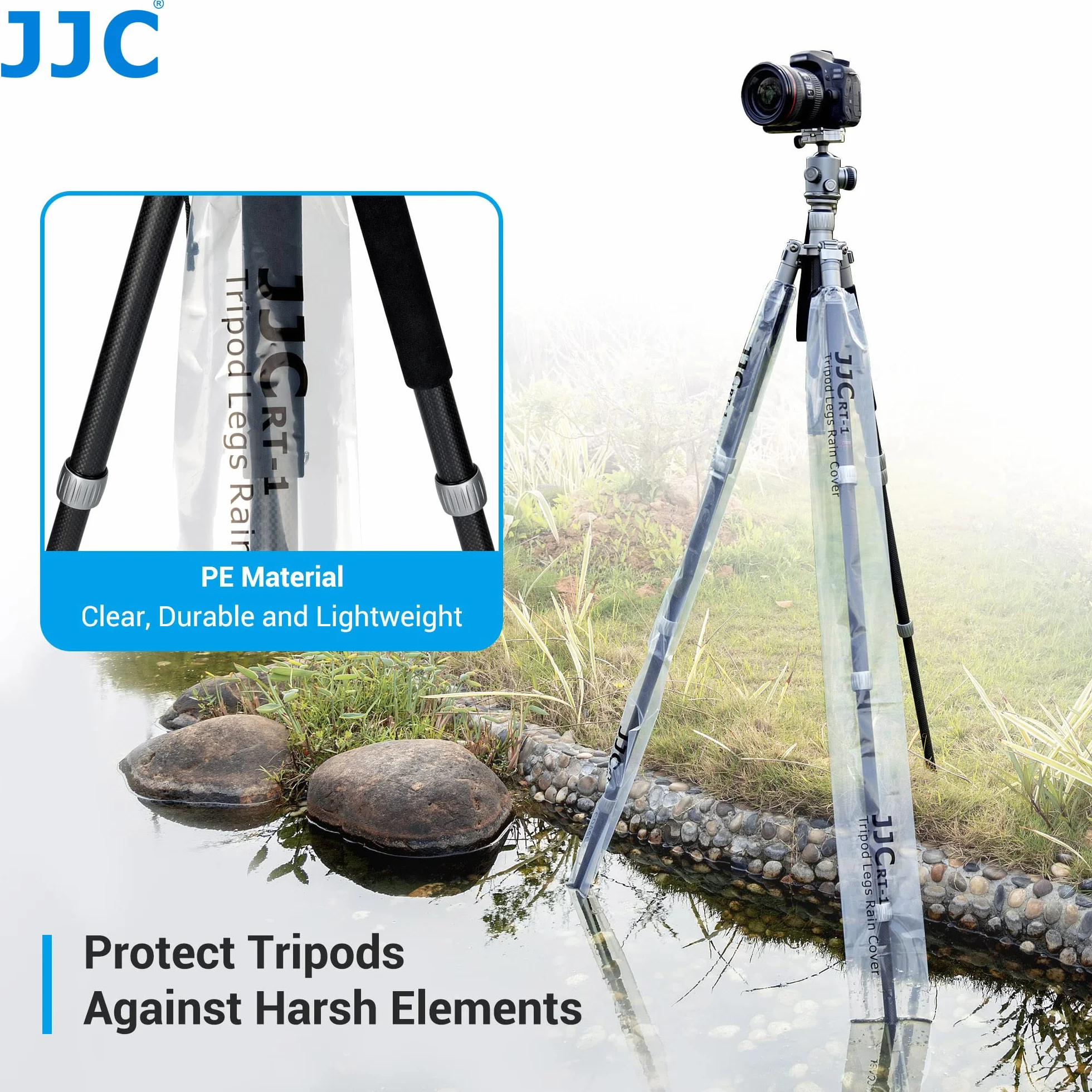 JJC Lot de 6 housses de protection pour trépied - Anti-pluie, eau, neige et boue - Convient pour une longueur de 120 cm et 60 cm - Facile à installer et à ranger - Matériau double couche - Convient