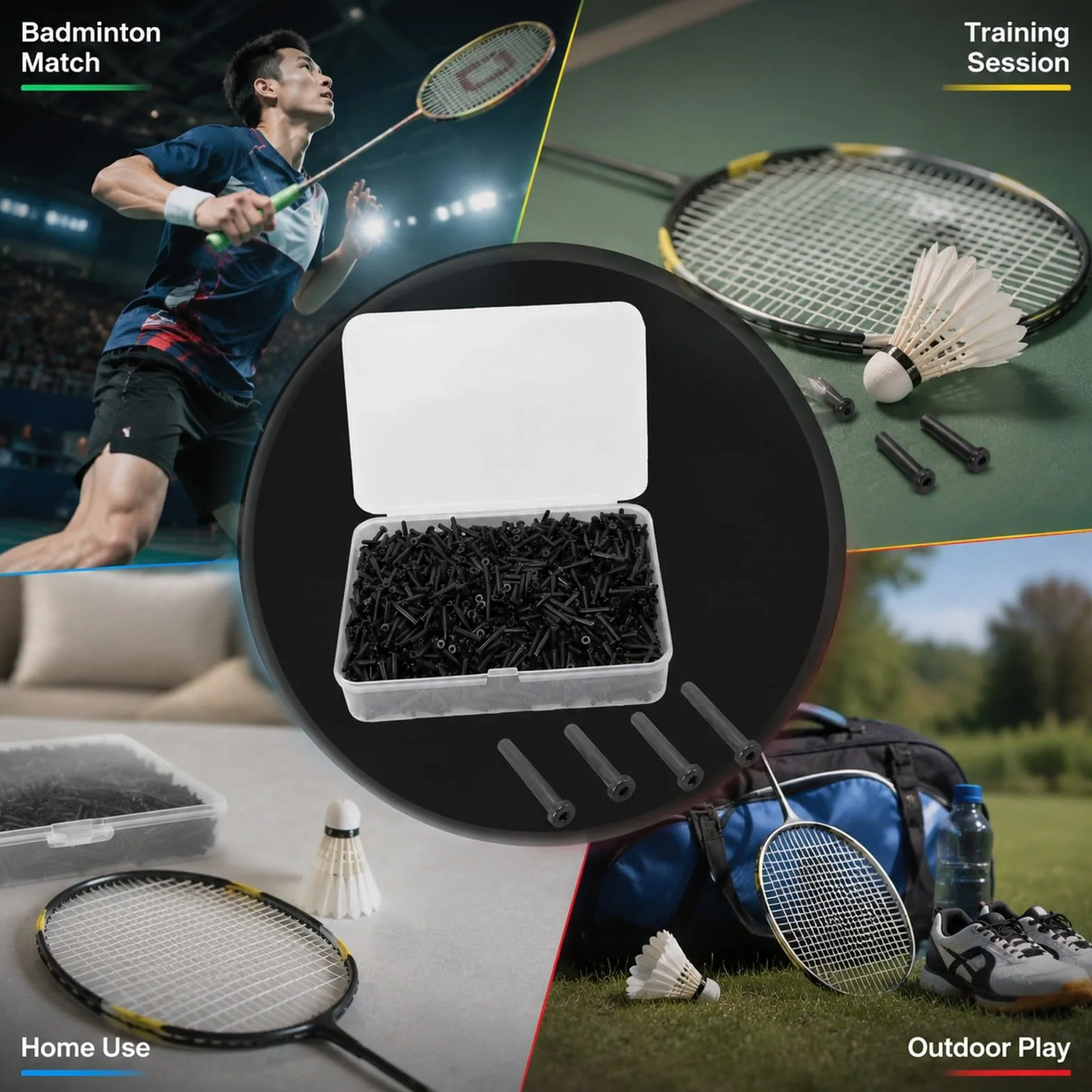 Œillets de Badminton Nylon 2,1x13mm pour Raquette, Outils de Cordage