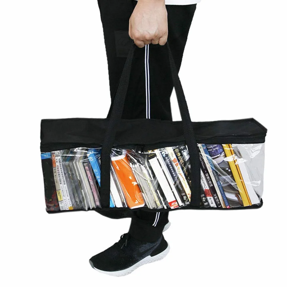 Sac De Transport De Livre, Sac De Rangement Transparents, Pochette a Livre, Organisateur De Stockage De Sac De Portable De Grande Capacité, pour la Collection D'outils Ménagers De Livre De CD