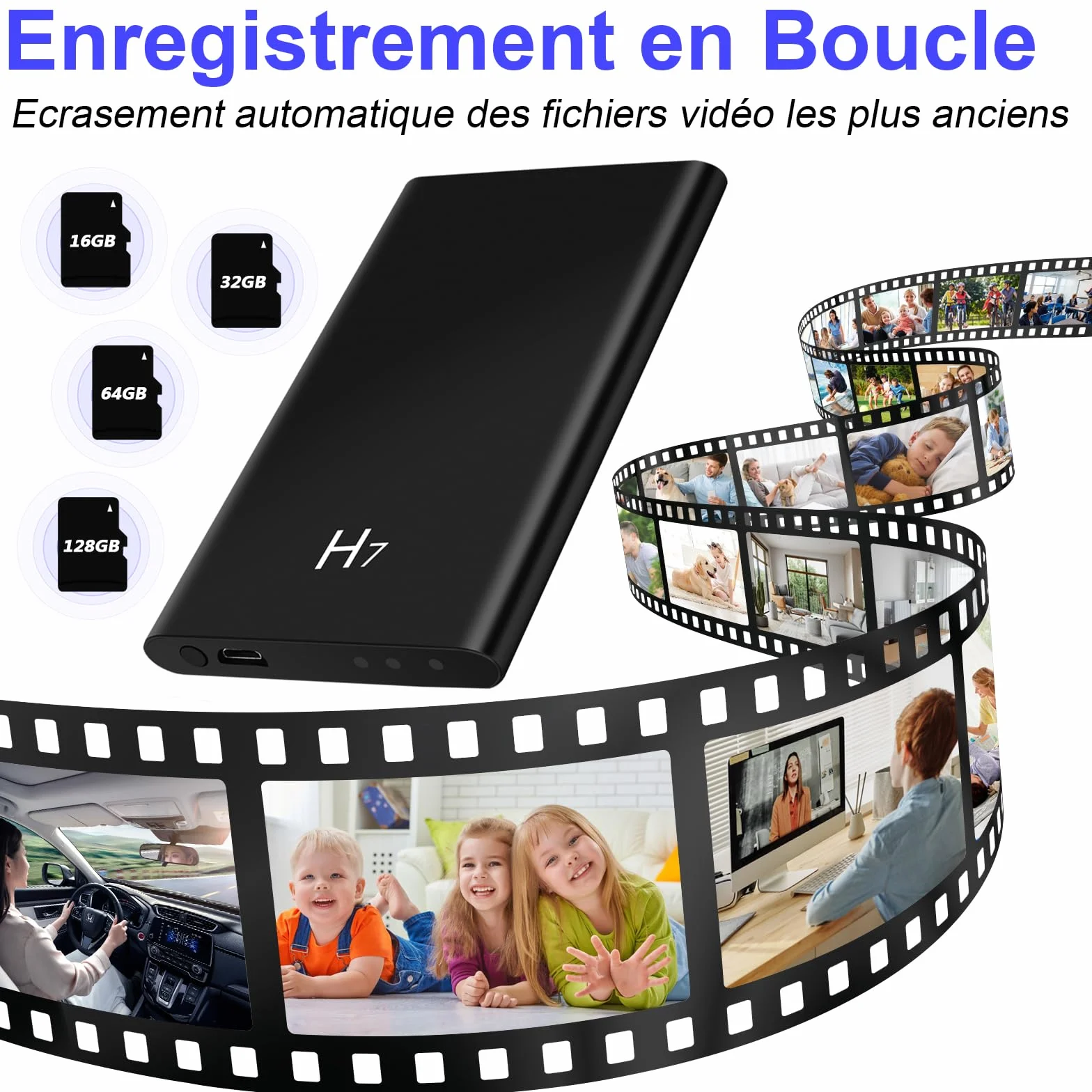 Caméra Cachée, Minicaméra Espion avec 5000mAh d'alimentation Mobile, Caméra Cachée Espion HD 1080P avec Vision Nocturne et Enregistrement en Boucle, Inclus Câble USB 3 en 1