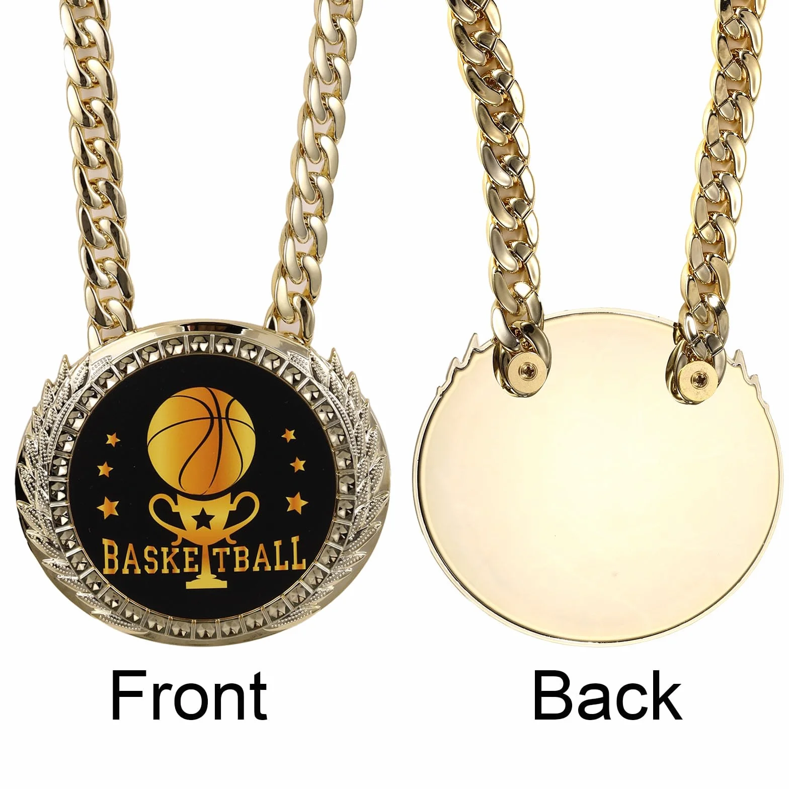 Chaîne Médaille Basketball 15cm Dorée MVP Récompense Collier Champion Sportif