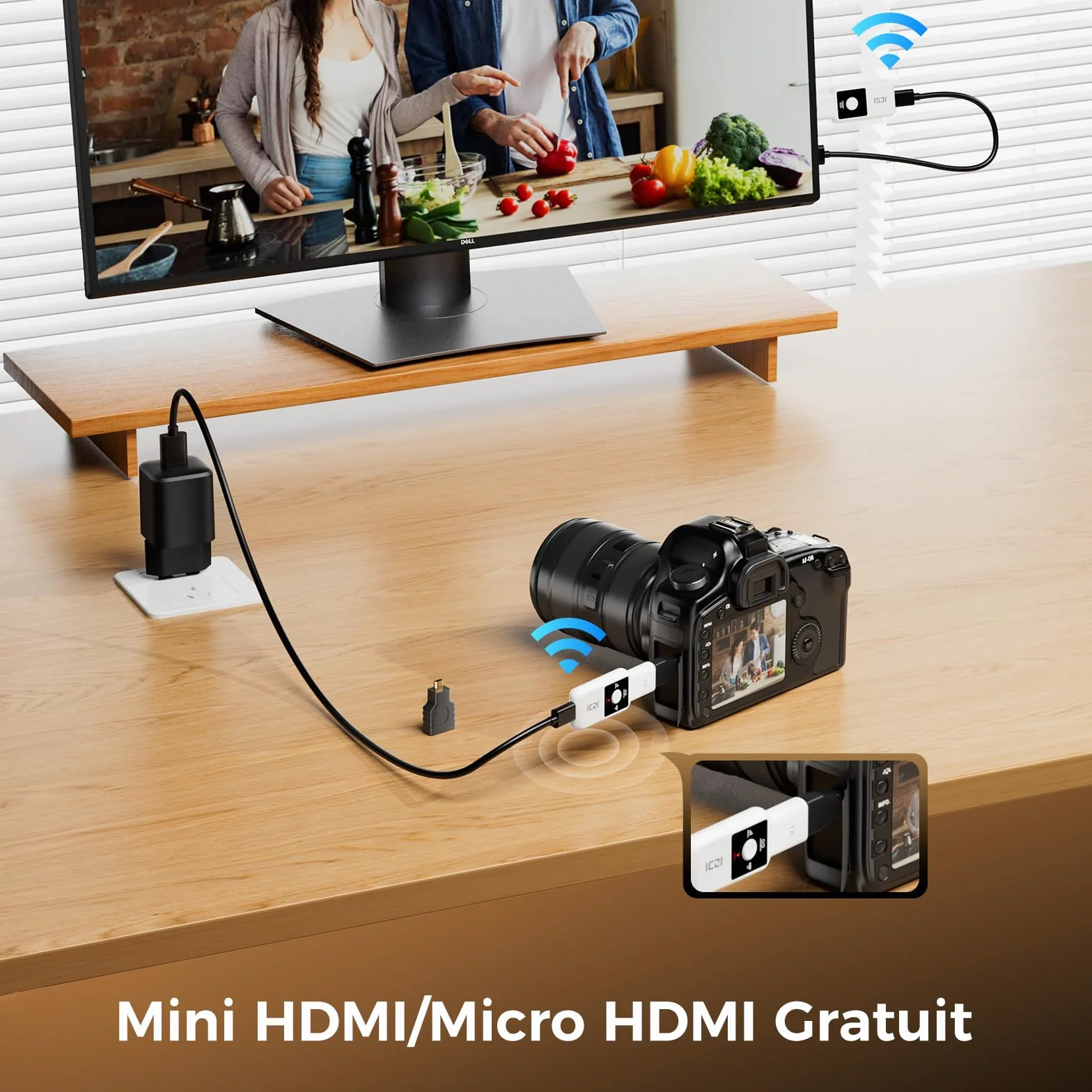 ICZI HDMI sans Fil 1080P 60Hz 50M 2,4G/5G Kit Émetteur et Récepteur pour PC TV HD Projecteur Blanc