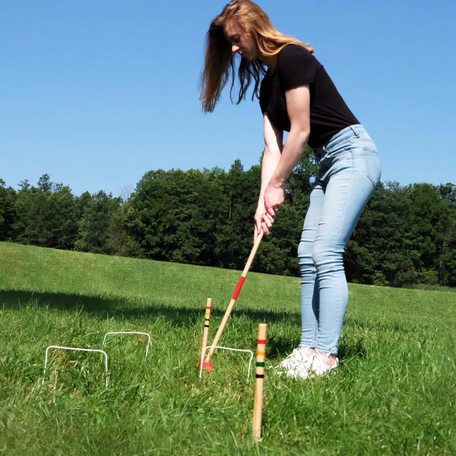 Carromco Jeu de Croquet Basic-XM en Bois pour 4 Joueurs