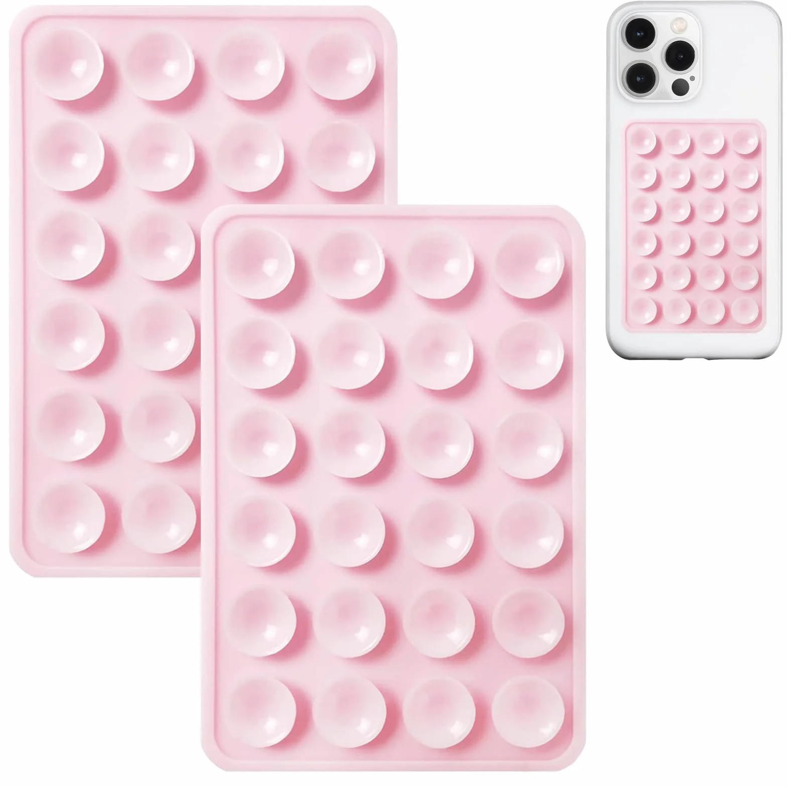 Supports de Téléphone à Ventouse en Silicone Antidérapant Lot de 2 Rose