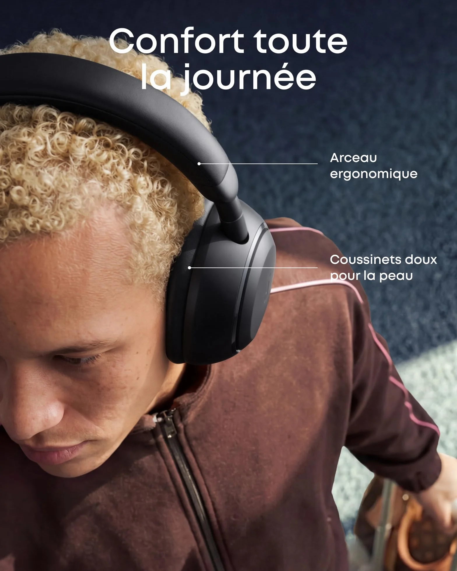 Soundcore Space 2 par Anker, Casque Bluetooth sans Fil, Casque à réduction de Bruit Active, Maintien Confortable, autonomie 50 h, Audio sans Fil LDAC Hi-Res, Double Connexion, Bluetooth 6.1