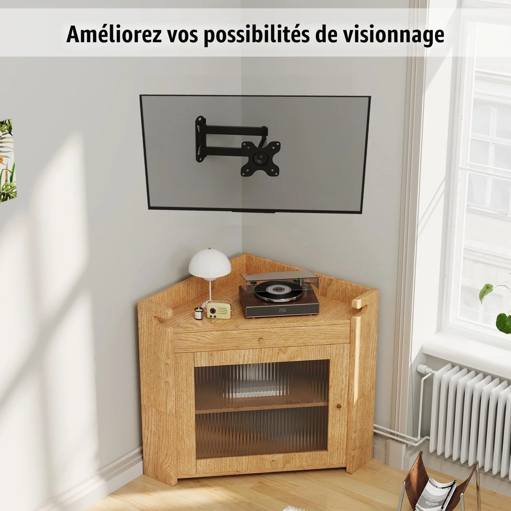 BONTEC Support TV Mural Orientable et Inclinable Universel pour Télévision et Moniteur 13-30 Pouces, Fixation Murale VESA 75x75/100x100mm, Charge Max 15kg, Extension 38.2cm, Facile à Installer