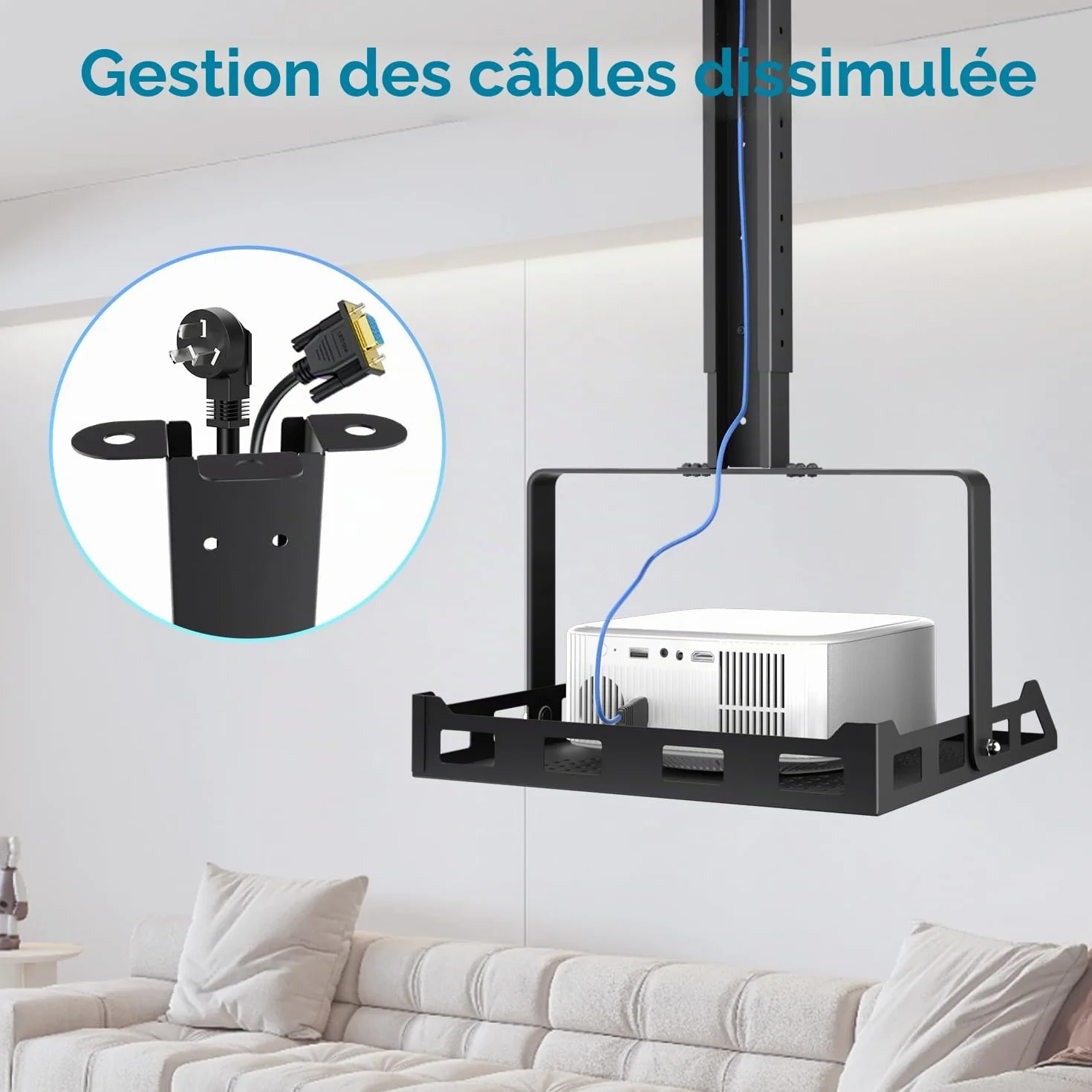 Salange Support Mural Universel pour Vidéoprojecteur, Réglable en Hauteur, Charge Lourde, pour Home Cinéma et Bureau