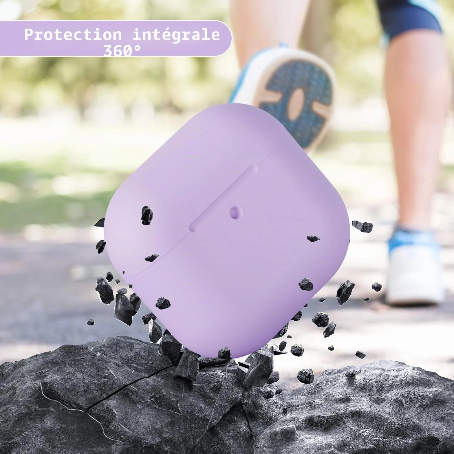 Coque Étui Protecteur Compatible avec AirPods 4 2024, LED Avant Peut être Visible, Housse en Silicone Anti-Choc Etui de Protection pour Airpods 4ᵉ Génération avec Kit de Nettoyage, Lavande