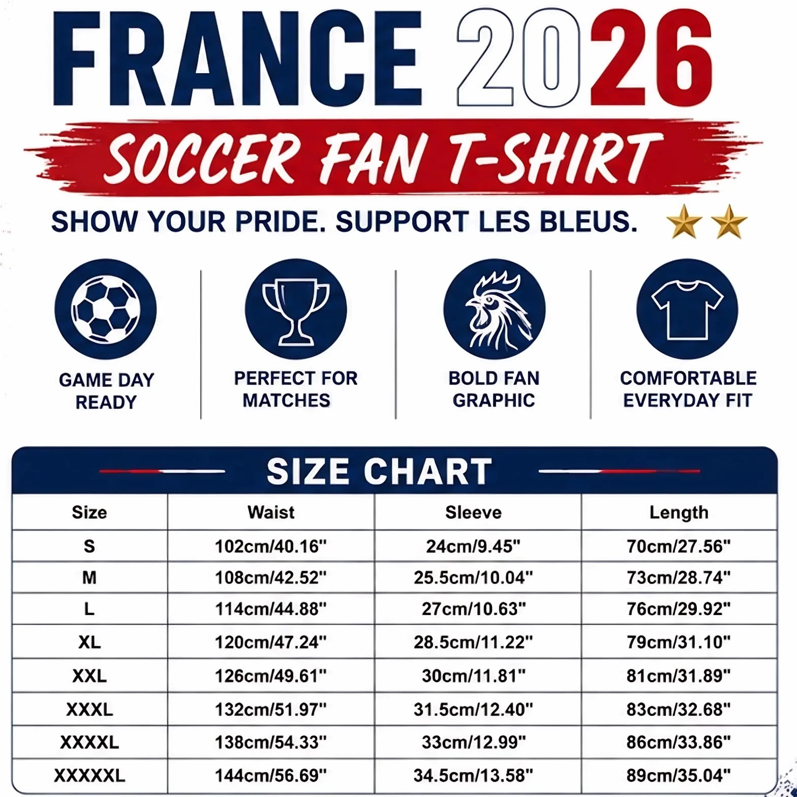 Maillot de Supporter de Football France 2026 Haut décontracté Coupe Classique