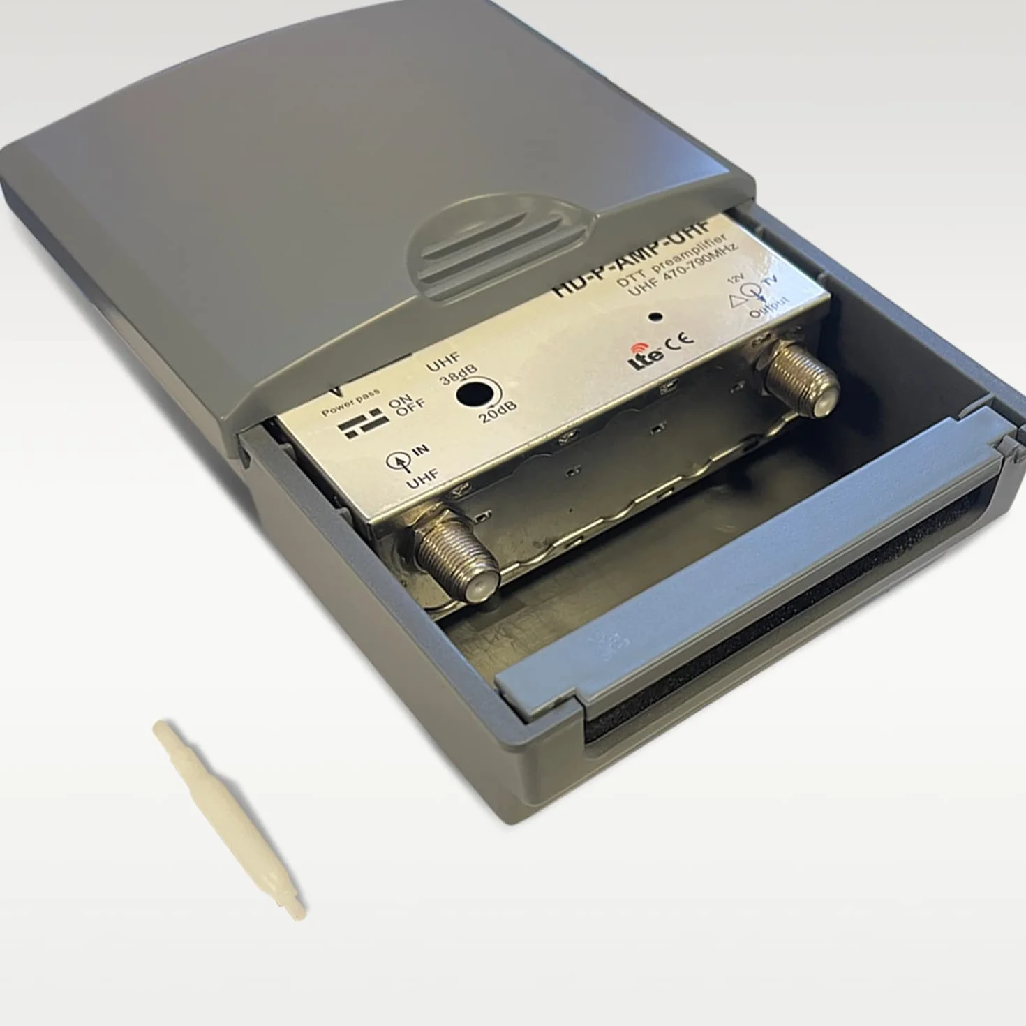 LEYF Preamplificateur TV/Gain réglable 15-38 dB/Amplificateur Antenne TV/Ampli pour TNT HD Signal UHF 470-790MHz
