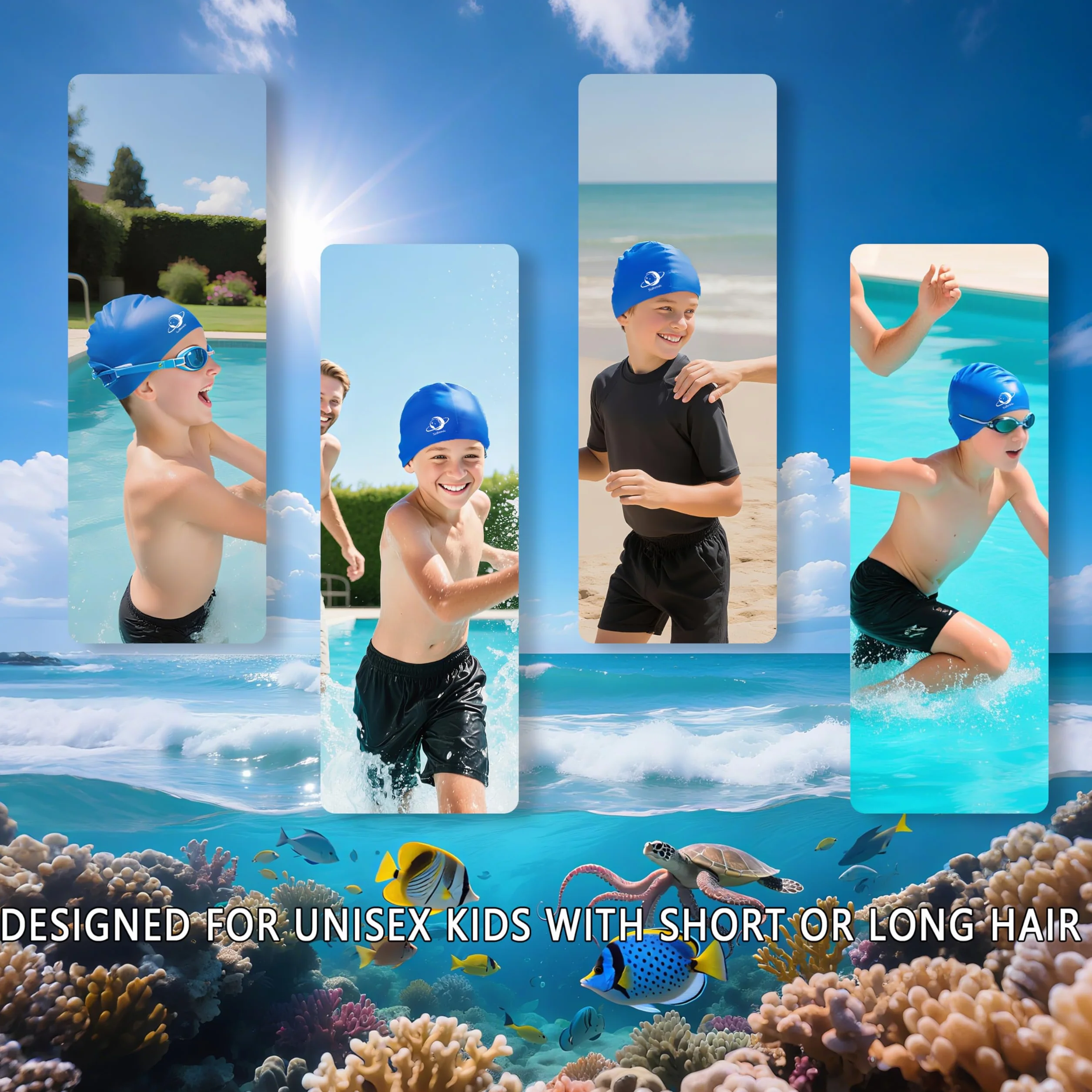 Bonnet de Bain Enfant Silicone Natation Piscine Confortable Souple