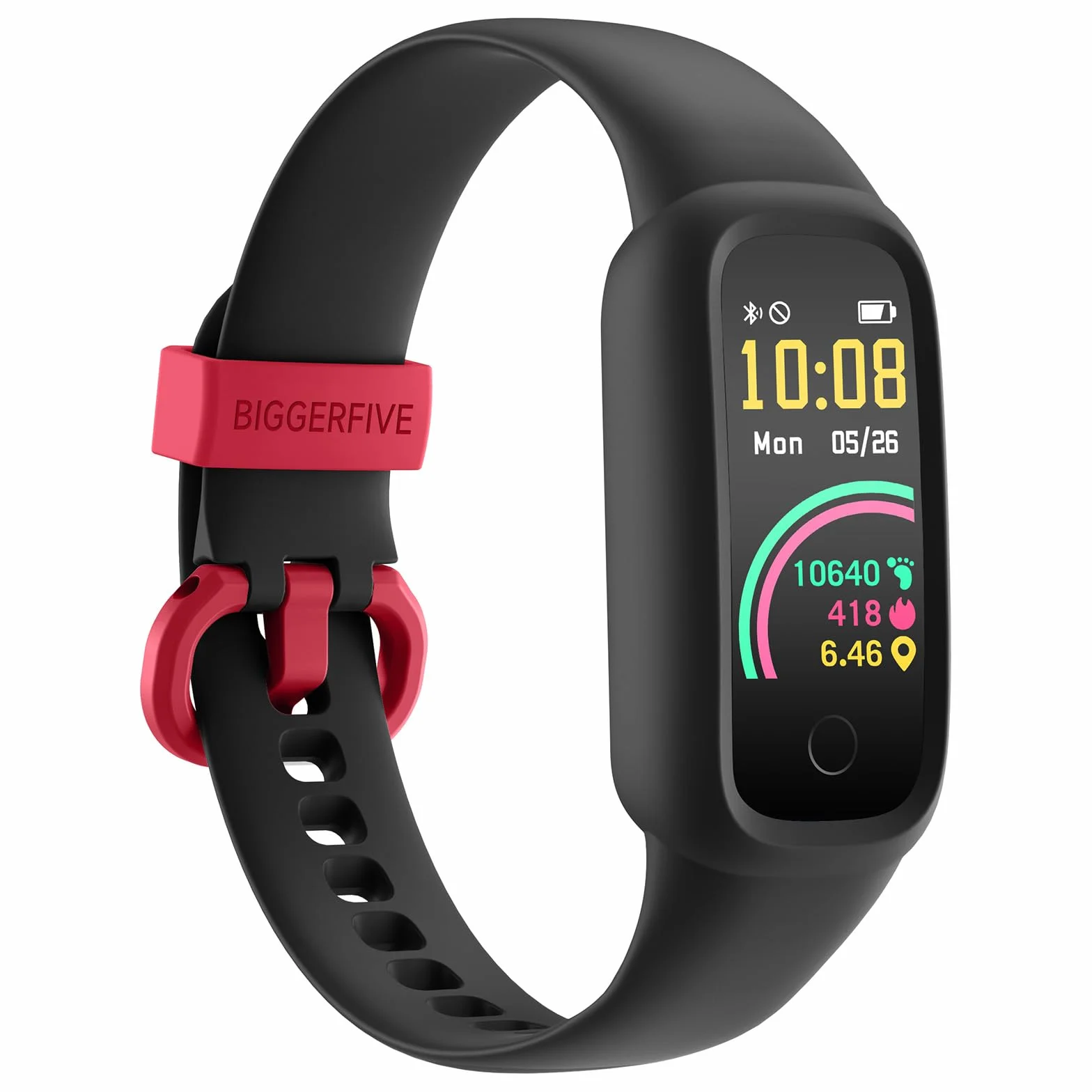 BIGGERFIVE Vigor 2 L Montre de Fitness Enfants 5-15 Ans IP68 Tracker d'Activité Podomètre Moniteur Cardiaque Noir