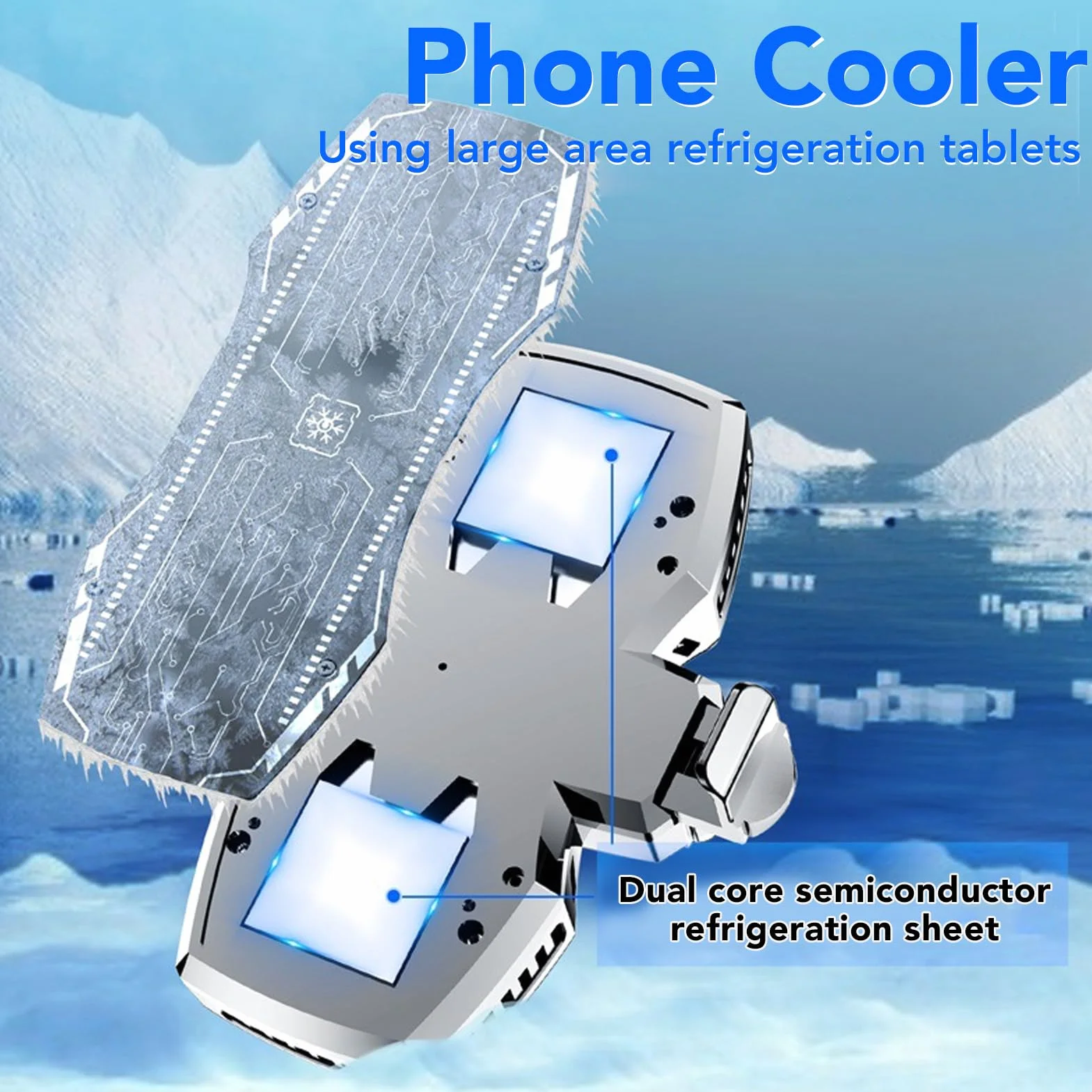 Gugxiom Refroidisseur de Téléphone, Ventilateur de Refroidissement pour Téléphone Portable avec Deux Turbines et Moteurs, Ventilateurs de Téléphone de Réfrigération à (Argent)
