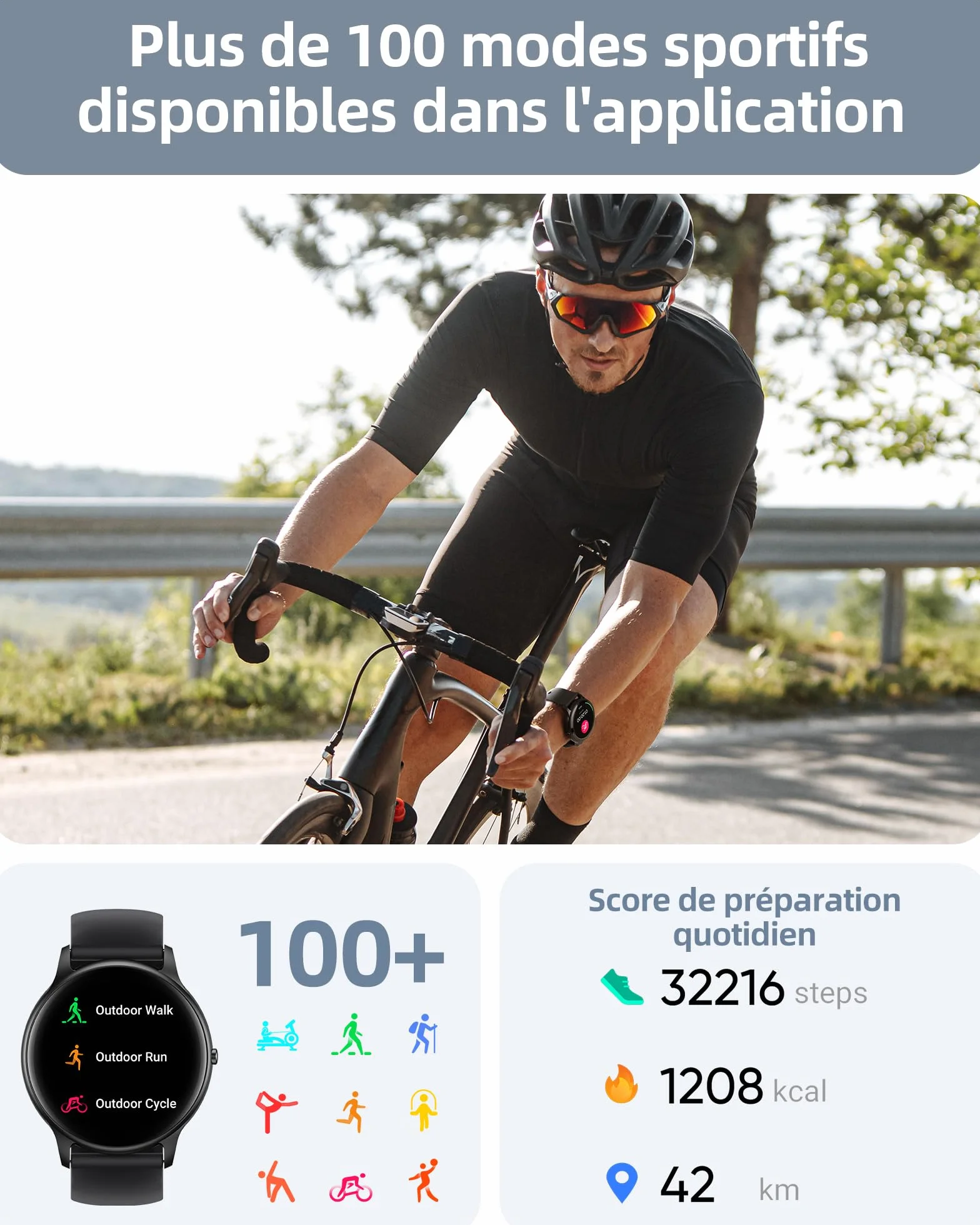 Parsonver Montre Connectée Homme Femme avec Appels Bluetooth, Montre Sport avec 100+ Sportifs, Étanche IP68, Moniteur Sommeil, Fréquence Cardiaque, Podomètre, Smartwatch pour Android iOS, SPROD1, Noir