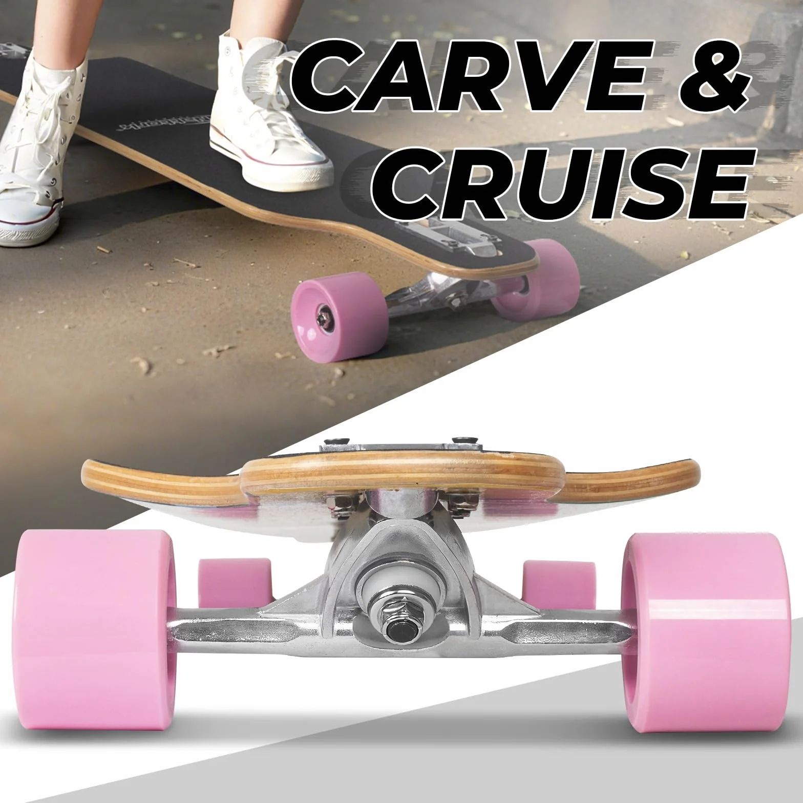 Nattork Cruiser Longboard Skateboard complet en bambou et érable dur canadien