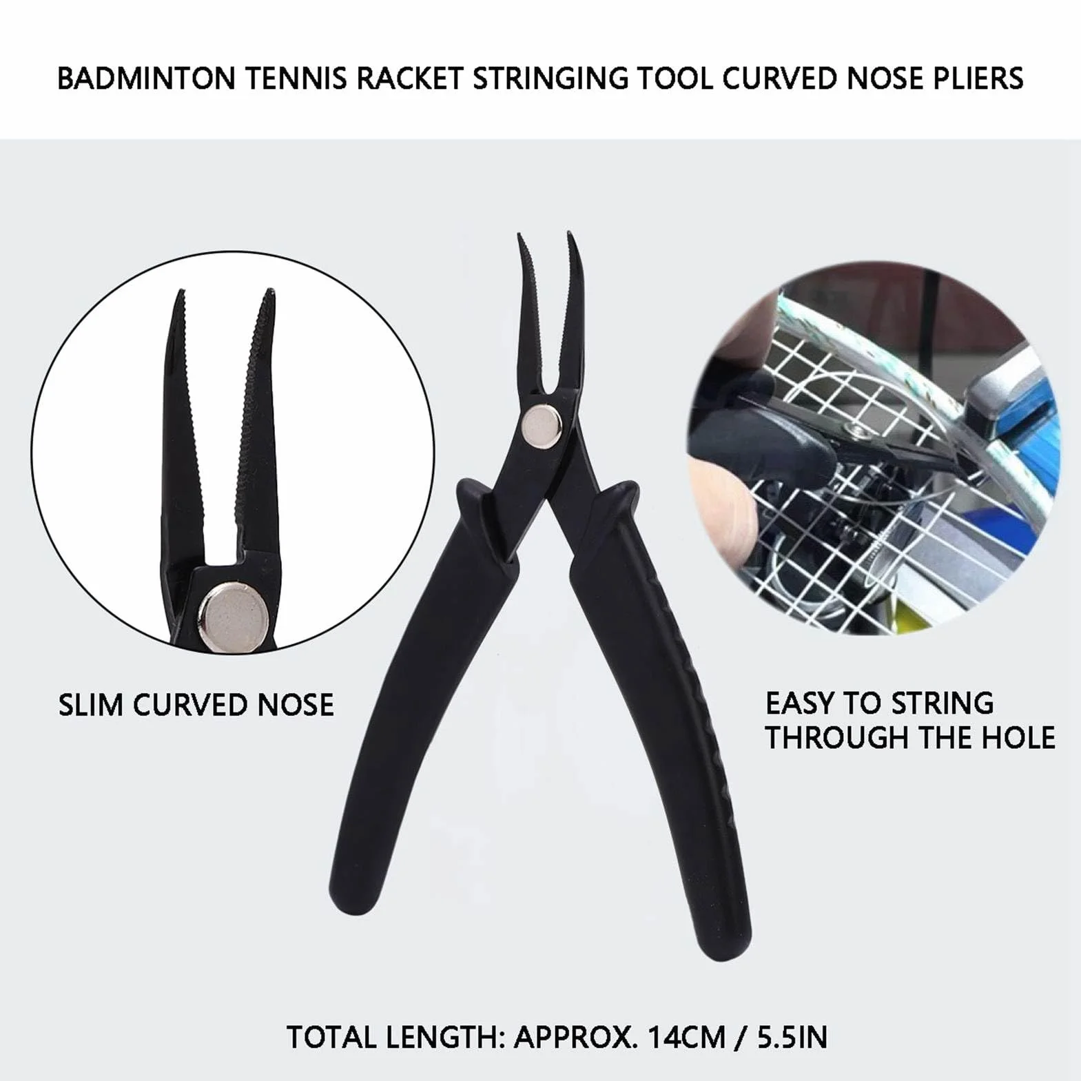 Pince de Cordes de Nez Courbe 14 Cm pour Raquettes de Tennis de Badminton