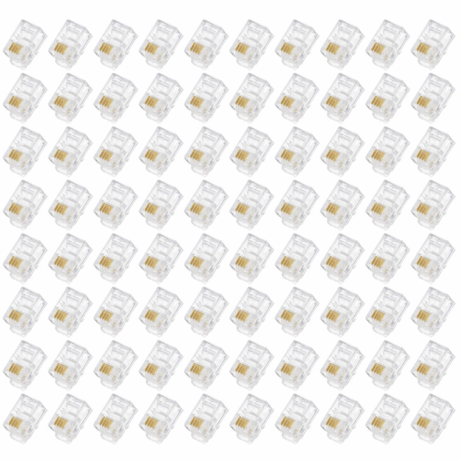 QUARKZMAN Connecteurs Mâles Rj11 à Fiche Modulaire pour Téléphone, Noyau en Cuivre 4P4C Transparent 120 Pièces