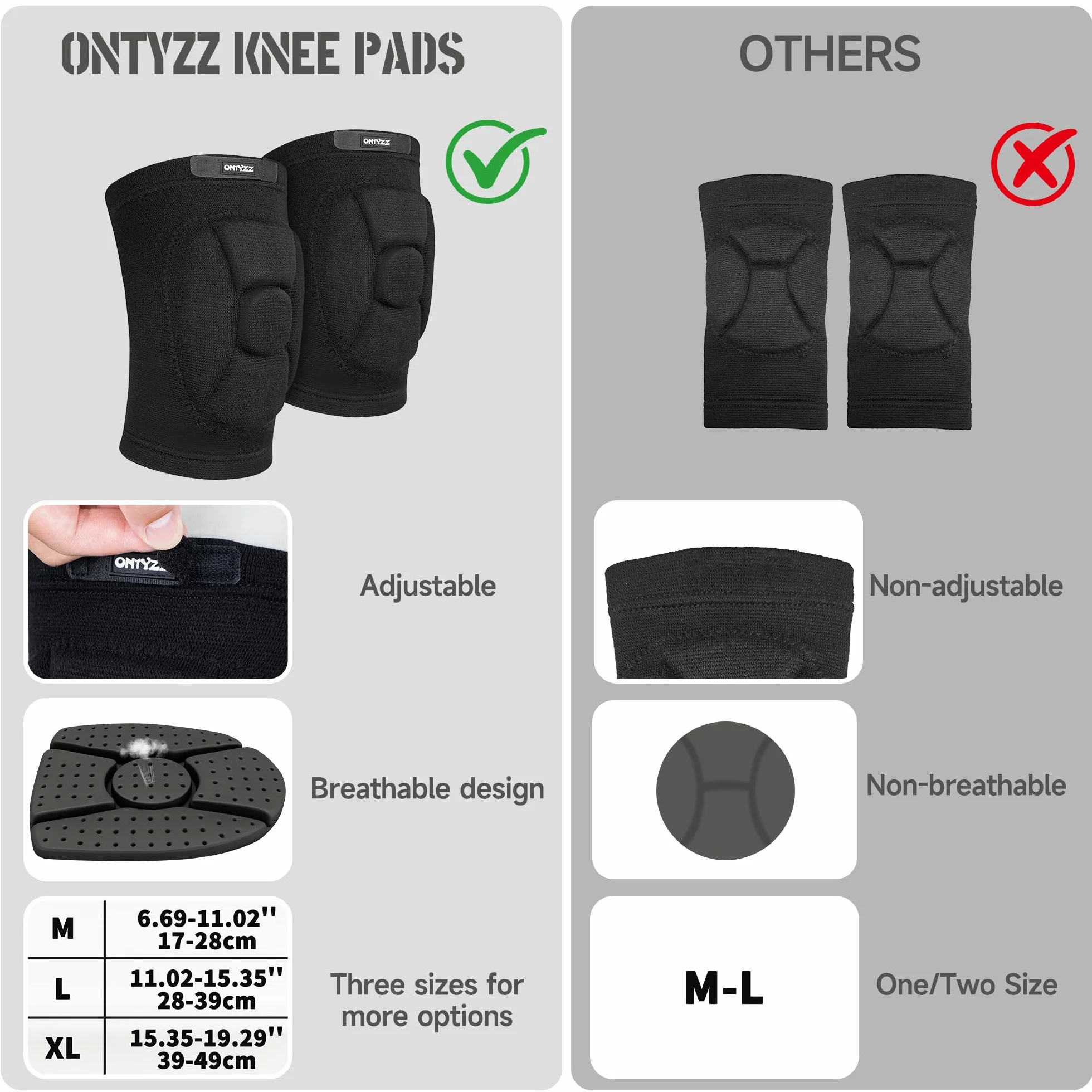 ONTYZZ Genouillere Volley Ball Respirantes Bandage Genou Extensible Doux pour Handball Danse
