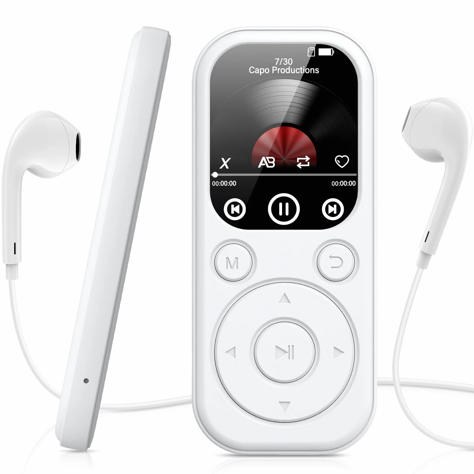Lecteur MP3 Bluetooth 128 Go avec Radio FM, Enregistreur Vocal, Son HiFi, Blanc