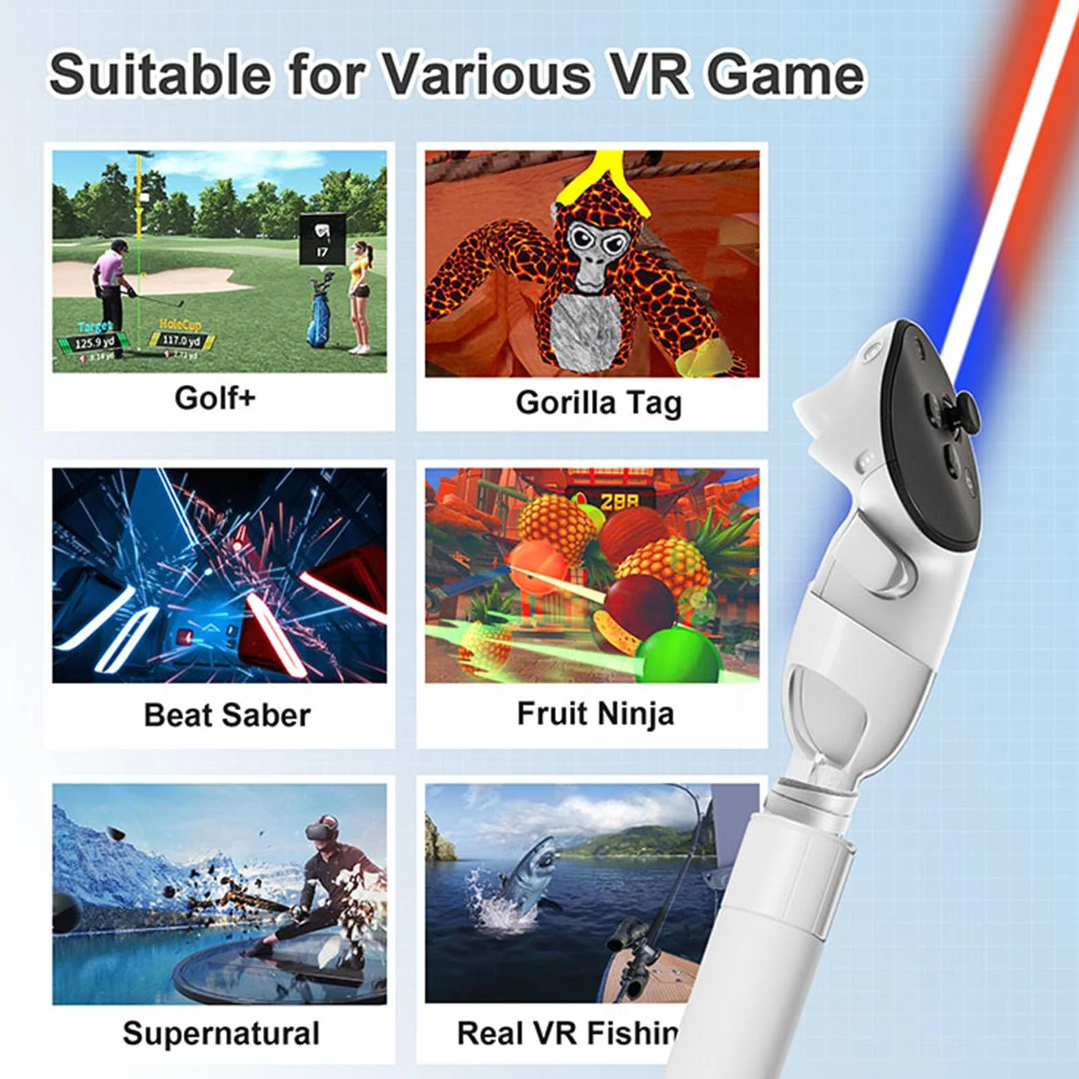 Extension de poignée Meta Quest 3 Quest Pro VR - Autocollant - Accessoire golf