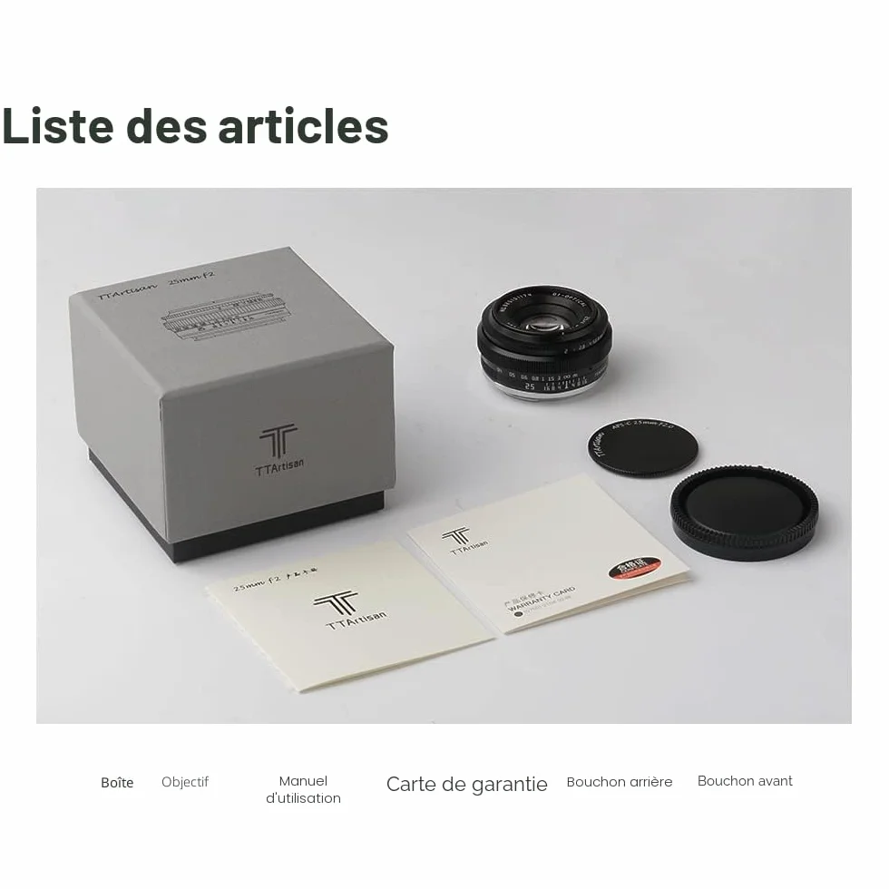 TTArtisan 25mm F2.0 APS-C Objectif Manuel pour Monture Fuji X