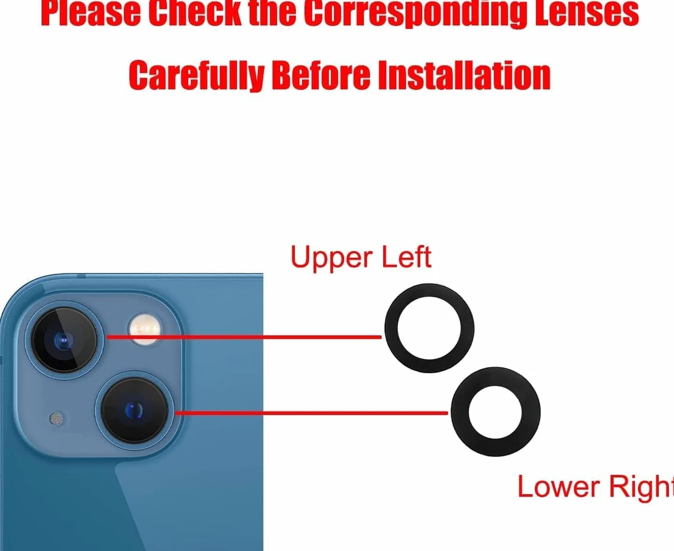 Lentille de Rechange pour Appareil Photo arrière pour iPhone 13/iPhone 13 Mini, Anti-Rayures et étanche, Coque arrière en Verre de Rechange avec et kit d'outils de réparation
