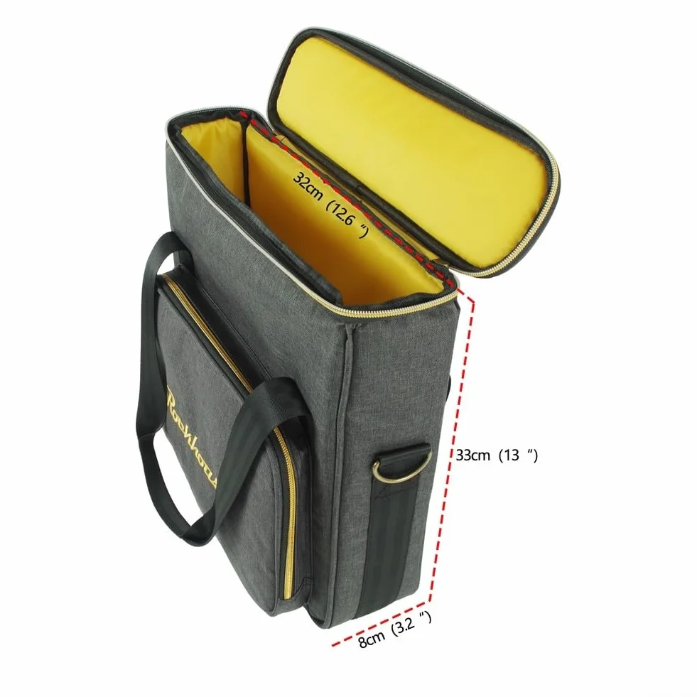 Sac de rangement pour disques vinyles - Noir - Design robuste - Transport à la main
