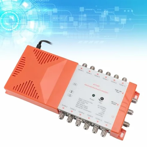 Amplificateur d'Antenne TV A112C 4G LTE Faible Bruit 1 Entrée 12 Sorties 220-240V