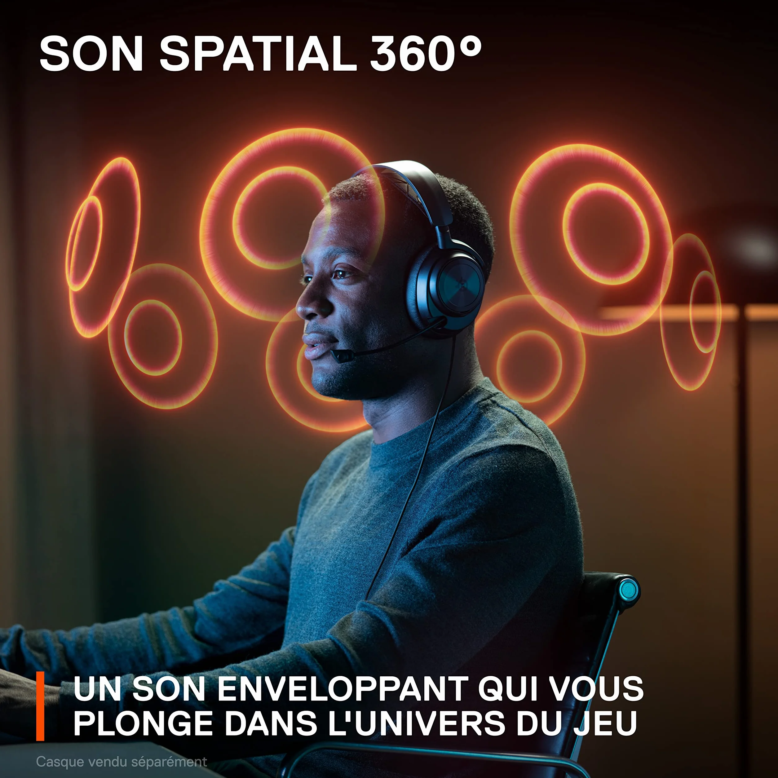 SteelSeries GameDAC Gen 2 Amplificateur Audio Hi-Res - ESS Sabre Quad-DAC - Élimination du Bruit par l’IA - Son Spatial 360° - Certifié Hi-Res - PC, PS5, PS4