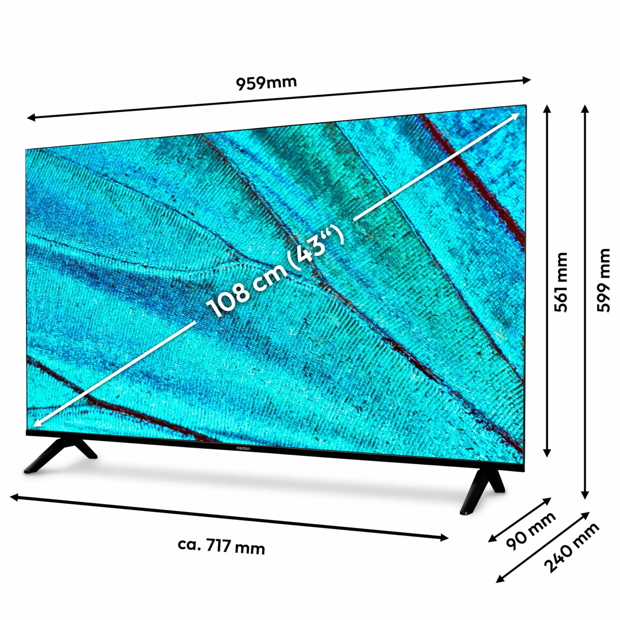 MEDION TV Ultra HD 108 cm (43") Smart-TV 4K HDR10 VIDAA Store Bluetooth MD 843301