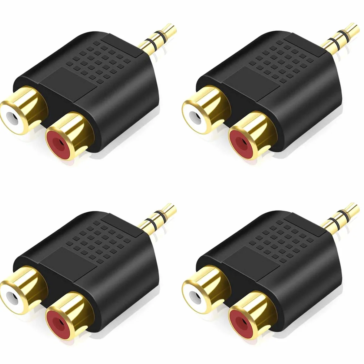 Greluma 4 Pièces 3,5 mm vers Répartiteur RCA, Adaptateur Audio 3,5 mm Stéréo Mâle vers Double RCA Femelle