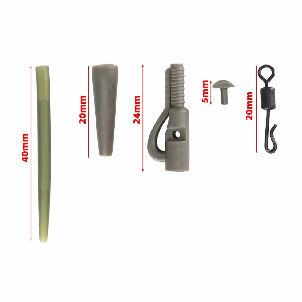 Hirisi Terminal de Peche Lot de 10 Ensembles Accessoires Carpe Tubes Caoutchouc émerillons Perles