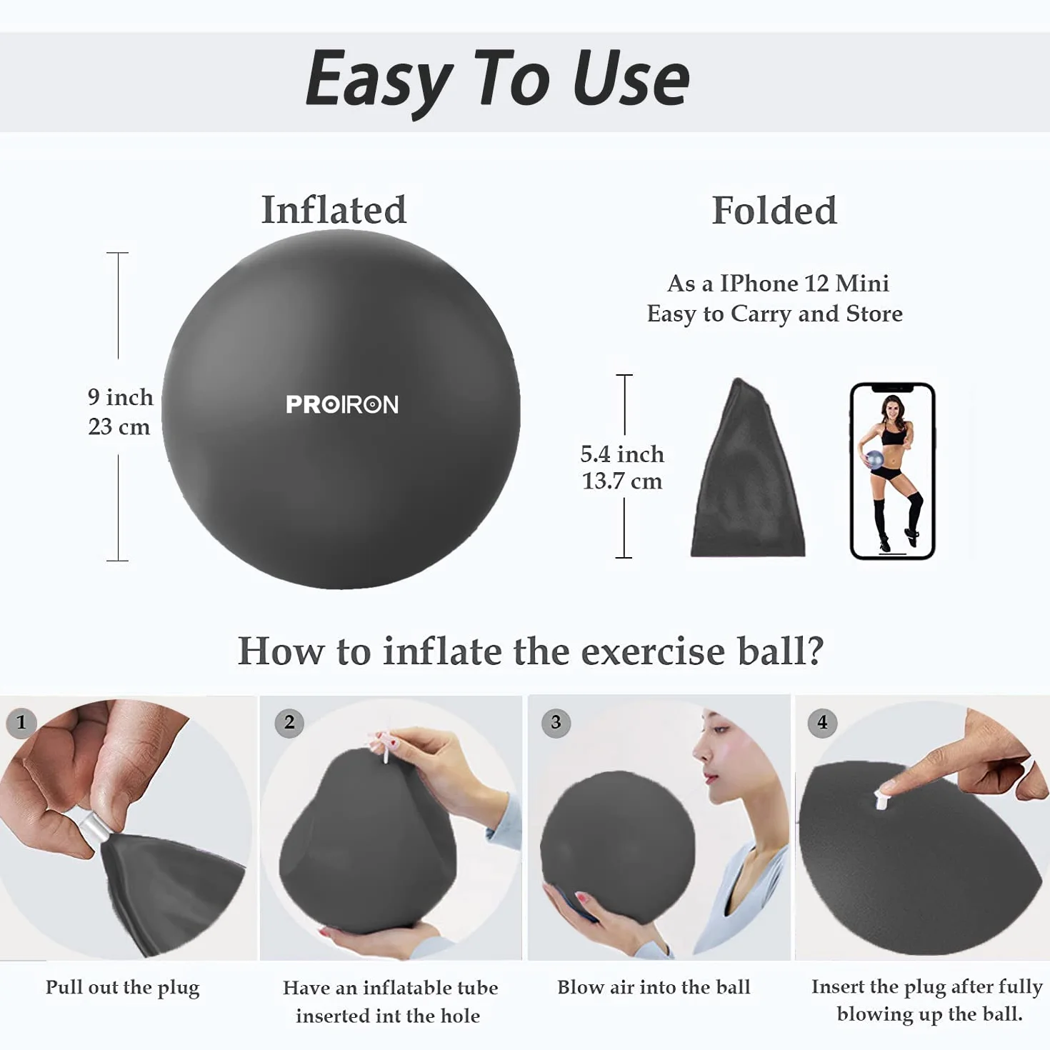 PROIRON Ballon Pilates 25cm Balle de Gym Fitness Yoga