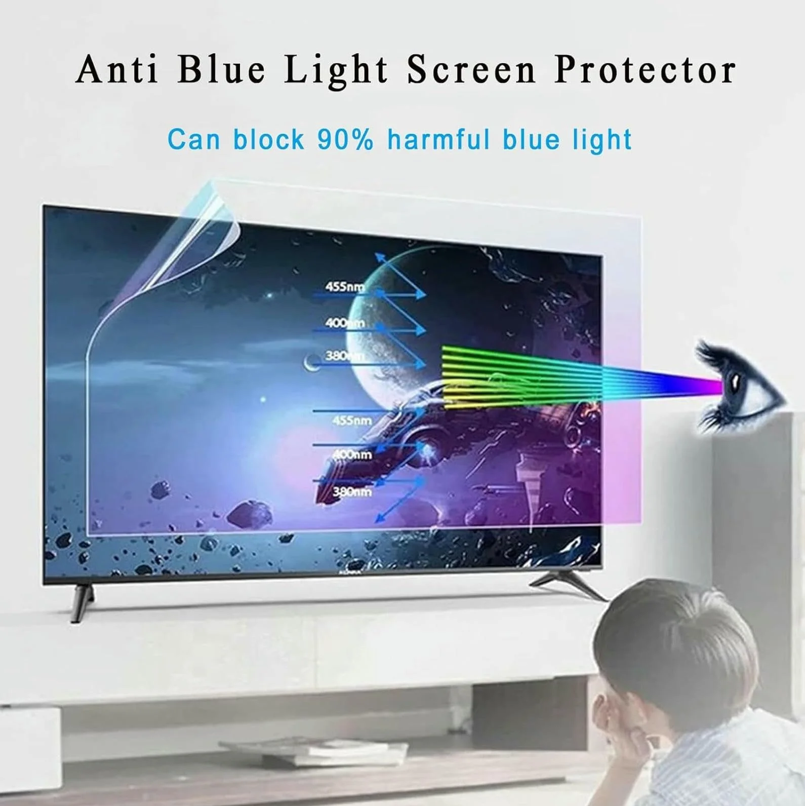 Film Anti-Éblouissement pour Téléviseur 32-55 Pouces, Protecteur d'Écran TV Givré, Filtre Anti-Lumière Bleue UV