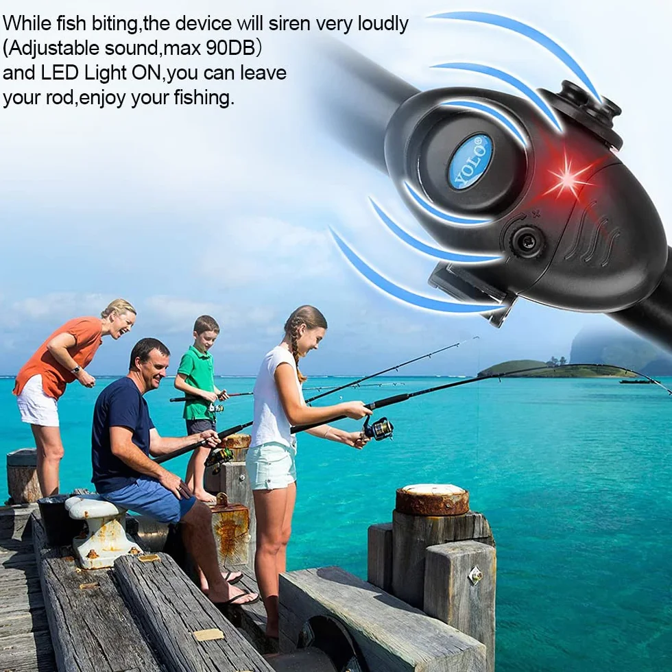 Shackcom Alarme de Pêche Détecteur de Touche Électronique avec Indicateur Lumineux LED et Son Réglable